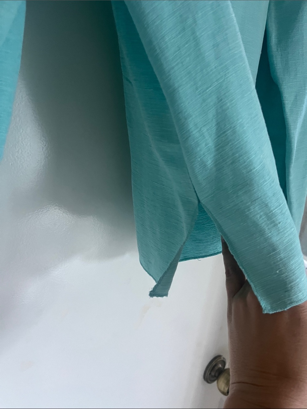 Provence d'Amour 70% Silk 30% Linen Aqua Button Front Blouse XL - Picture 6 of 8